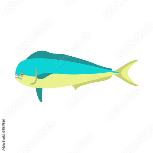 シイラ（マヒマヒ）。フラットなベクターイラスト。 Mahi-mahi. Flat designed vector illustration.