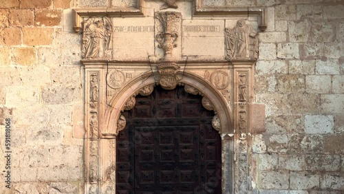 Wallpaper Mural Monastery door and facade in La Cartuja de Miraflores, in Burgos, Castilla y Leon, Spain. High quality 4k footage Torontodigital.ca