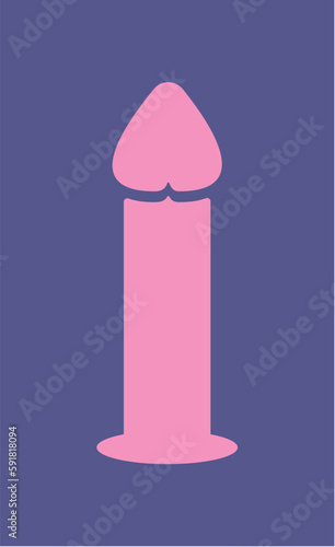 Concept Sex toys bdsm supplements. This flat conceptual illustration features a vector pink sex device on a clean purple background. Vector illustration.