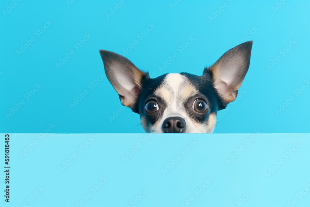 Portrait of a cute Chihuahua dog isolated on minimalist background with copy space/negative space
