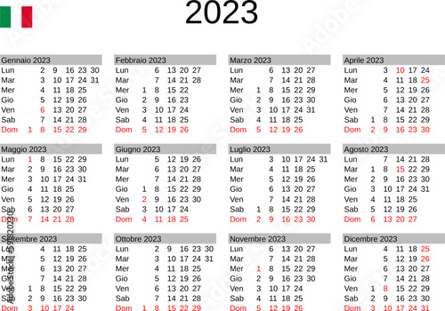calendar of year 2023 in Italian language with Italy public holidays