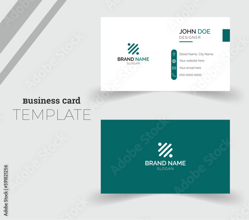Professional unique, creative and modern clean business card template, visiting card template with green and white color.   
