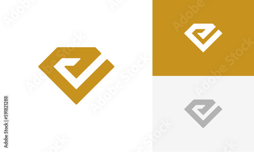 e lowercase with emerald shape logo design vector