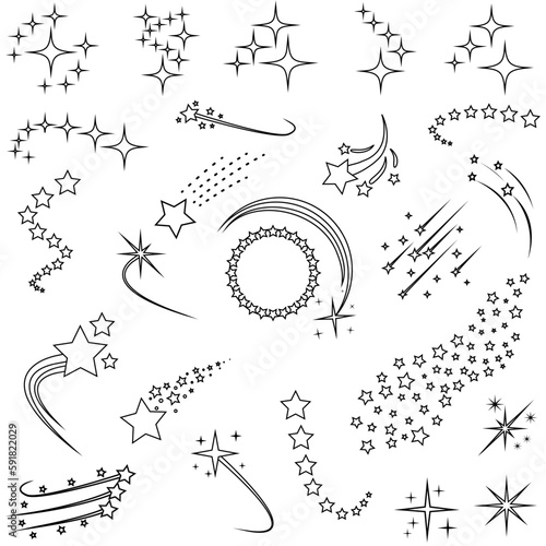 Stars vector icon set. Star wave illustration sign collection. sparkle logo. shine symbol.