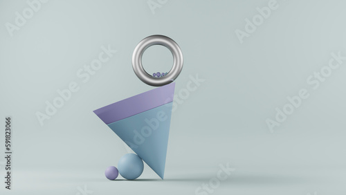 Bilde på lerret balanced still life with geometric shapes, 3d render