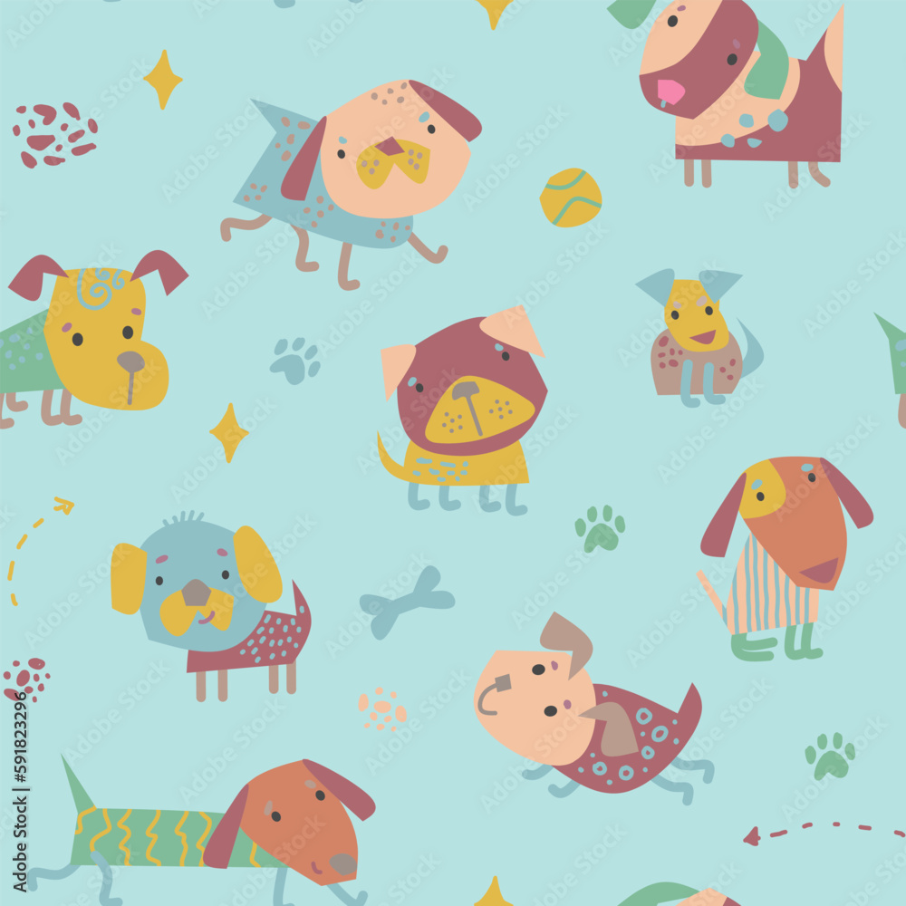 Obraz premium Dogs seamless pattern