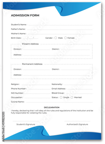 Registration form, Admission form, College form, Form design,