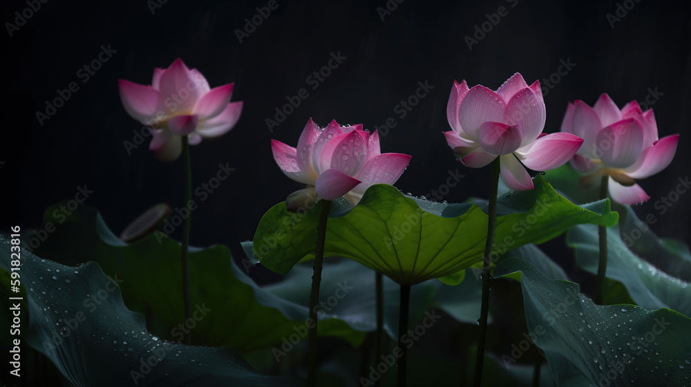  Lotus Flower, Generative AI, Illustration