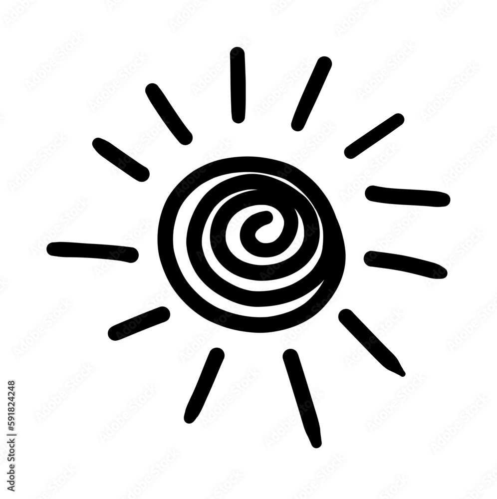 Scribble doodle sun hand drawn simple drawing vector icon weather climate positive emotion set Scribble doodle sun hand drawn simple drawing vector icon weather climate positive emotion set