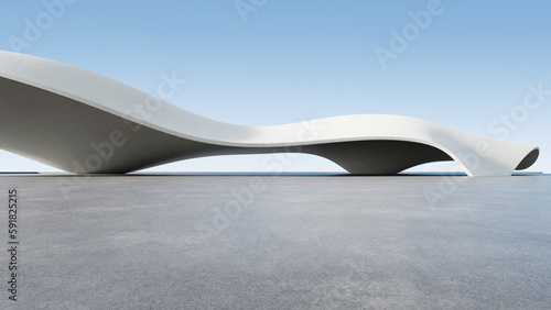 Fotografia, Obraz 3d render of abstract futuristic architecture with empty concrete floor
