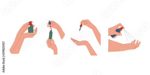 vector illustration of a set of hands with skincare