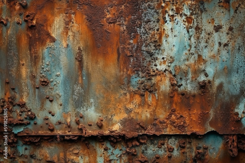 Rough and weathered rusted metal with a textured surface - AI Generated