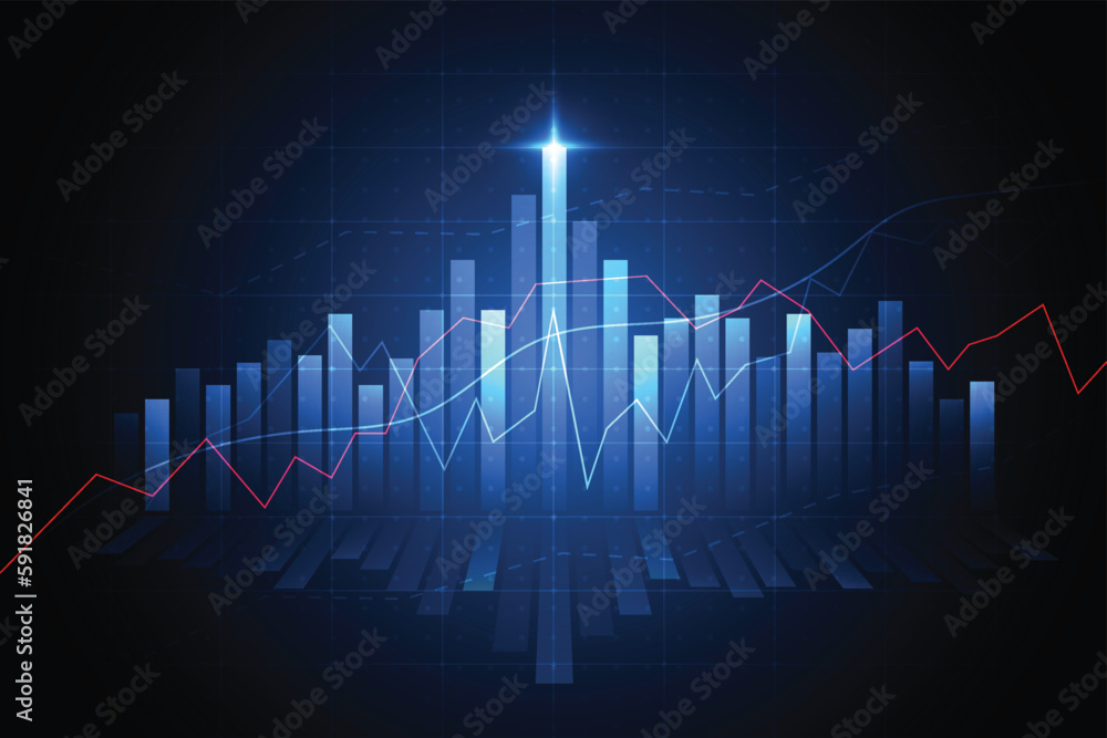 Business candle stick graph chart of stock market investment trading on white background design. Bullish point, Trend of graph. Vector illustration