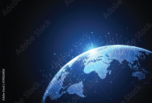 Global network connection. World map point and line composition concept of global business. Vector Illustration