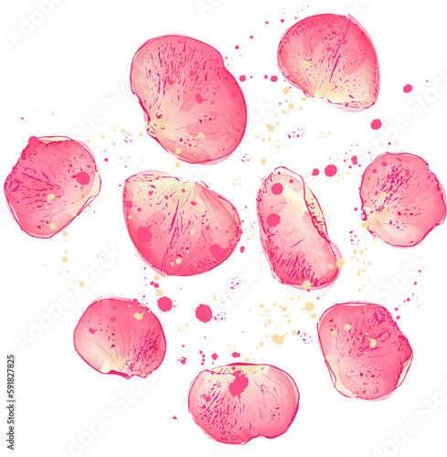 Rose petals texture watercolor vector background