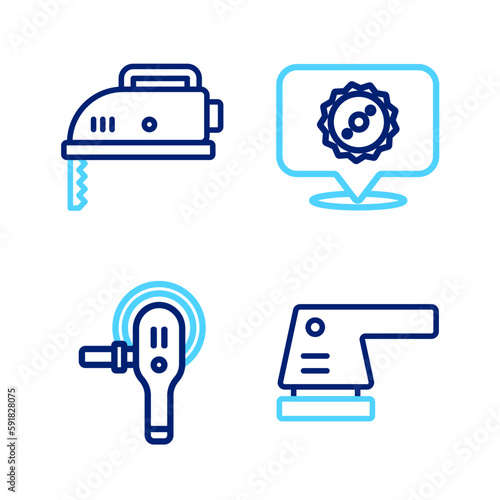 Set line Electric sander, Angle grinder, Circular saw blade and jigsaw icon. Vector
