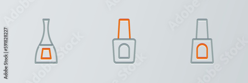 Set line Bottle of nail polish, and icon. Vector