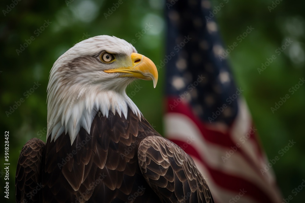 Memorial Day, Bald Eagle, American Flag, Generative AI Memorial Day, Bald Eagle, American Flag, Generative AI