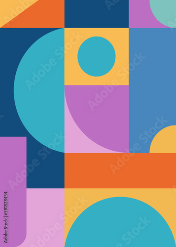 Vertical abstract art of geometric shapes with colorful texture
