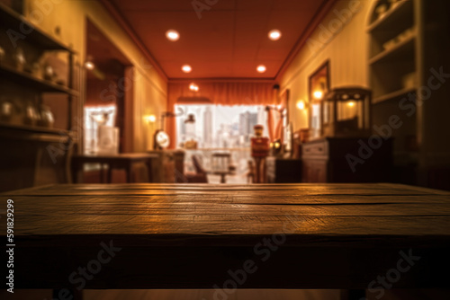 Wooden table with old candles for background. Ai generated