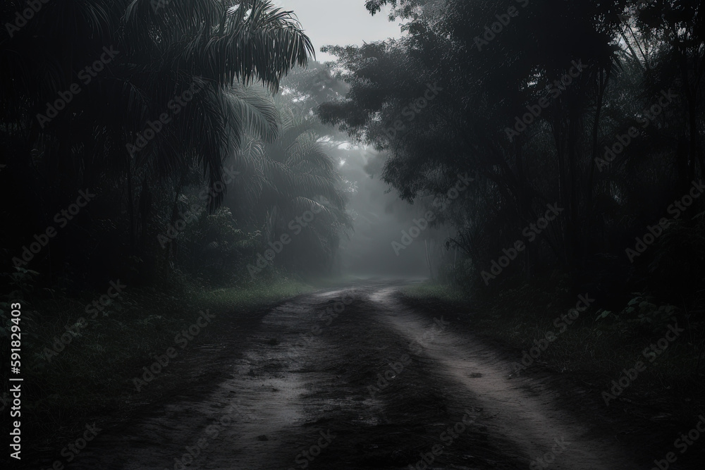 Fototapeta premium Scary place in dark style. Ai generated