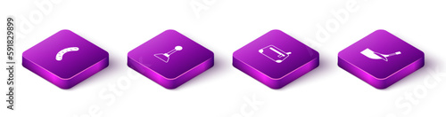 Set Isometric Nail file, Milling cutter for manicure, Cosmetic bag and Manicure icon. Vector