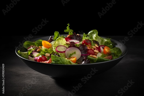 The perfect plate of a mixed salad. Generative AI
