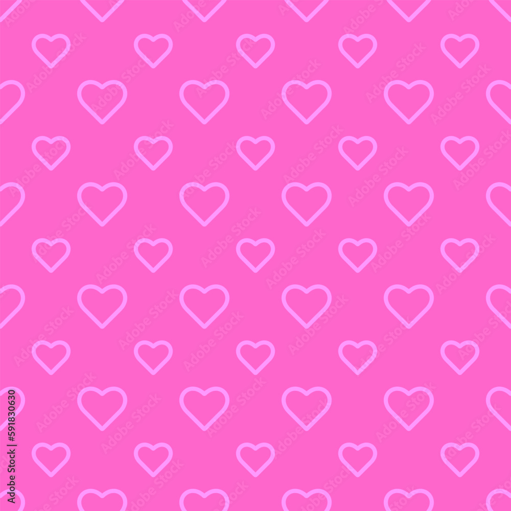 Endless seamless pattern of hearts  Pink vector hearts. For wrapping paper cloth print. Vector illustration Textile swatch Fabric design. Pattern with hearts. Celebration. Linear Heart. Stylish design