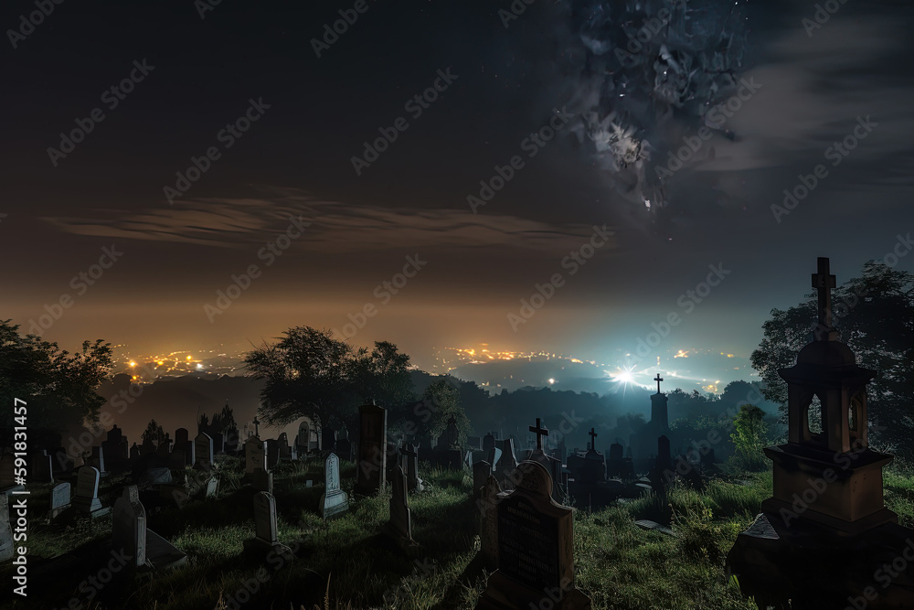 Obraz premium Night sky over the beautiful jungle view. Ai generated