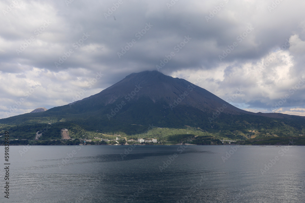 volcano with clouds Kagoshima