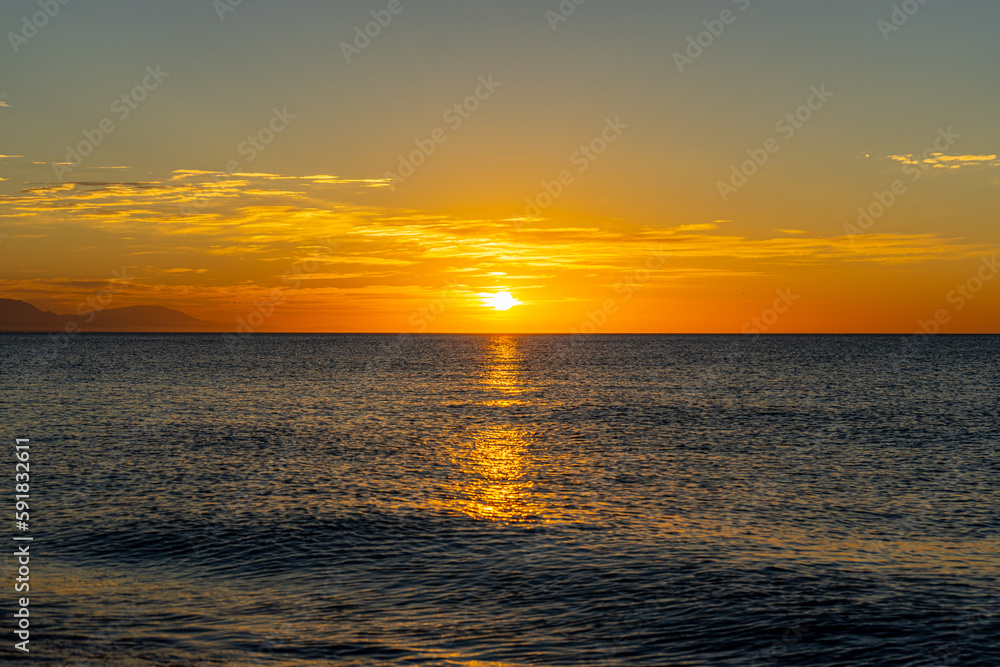 Sunrise over Mediterranean Sea, Costa del Sol, Malaga, Spain