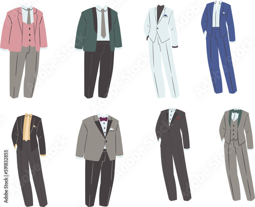 Clothes set of men's suits. Vector illustration in flat style