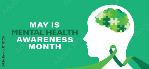 Mental health awareness month, vector illustration for poster, banner,print, web