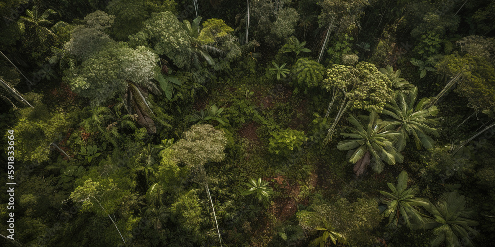Tropical forest. Jungle. Drone point of view. Ai generated. Tropical forest. Jungle. Drone point of view. Ai generated.