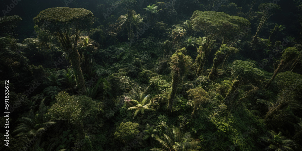Tropical forest. Jungle. Drone point of view. Ai generated. Tropical forest. Jungle. Drone point of view. Ai generated.
