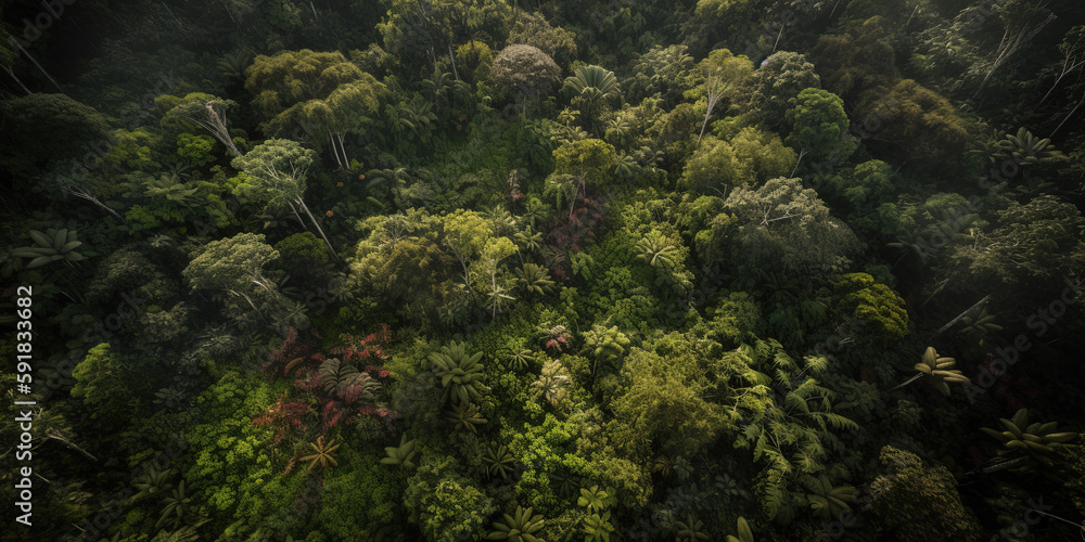 Tropical forest. Jungle. Drone point of view. Ai generated. Tropical forest. Jungle. Drone point of view. Ai generated.
