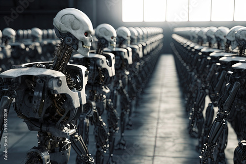 Wallpaper Mural An army of rebellious human-like robots. Ai generated. Torontodigital.ca