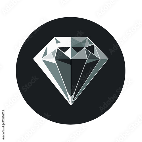 monochrome diamond on black circle background