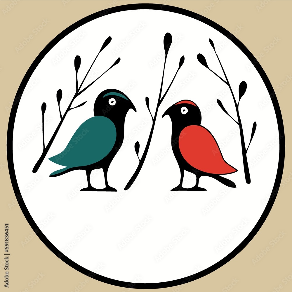 blue and red birds logo created with Generative AI technology blue and red birds logo created with Generative AI technology