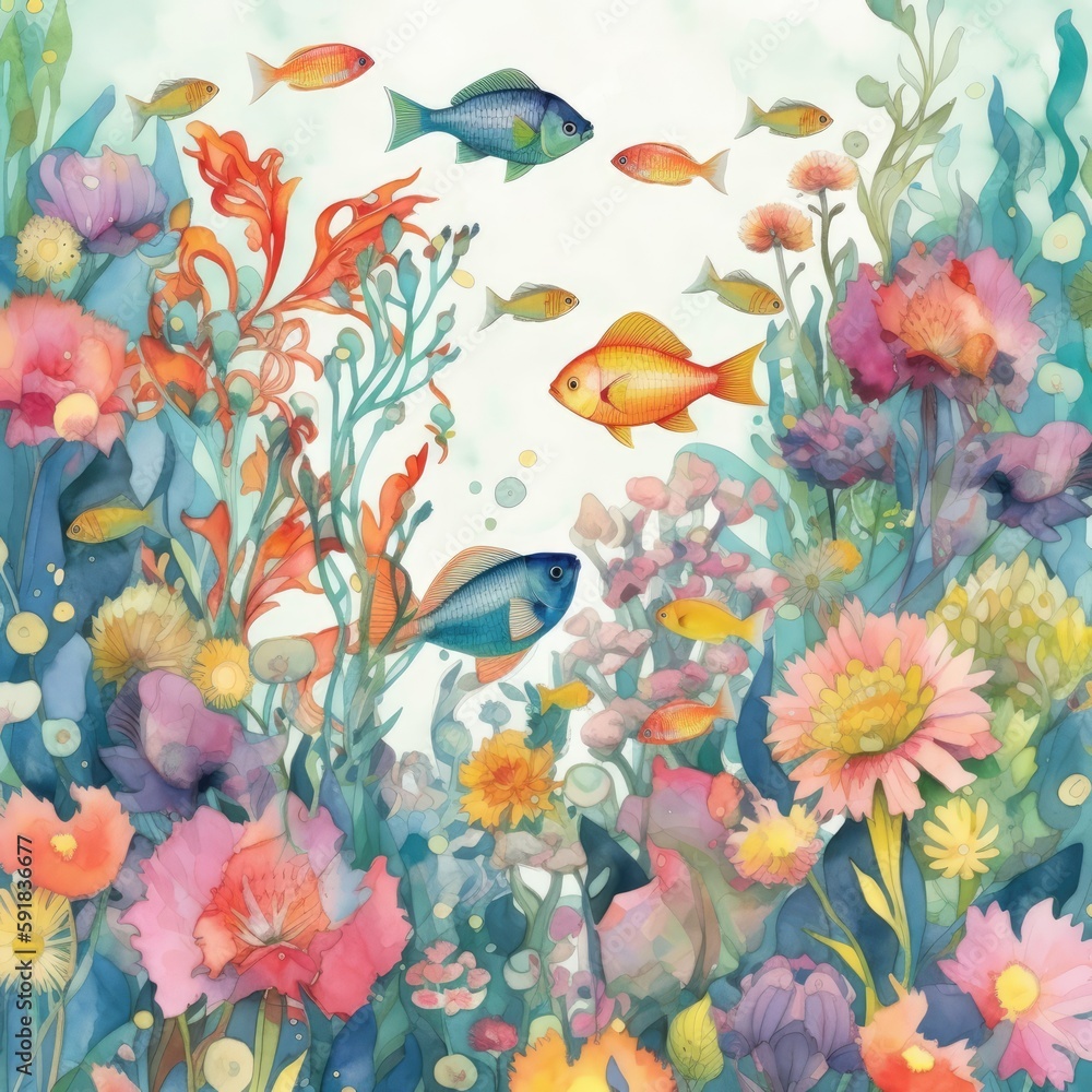 A Delightful Watercolor School of Fish Generative Ai A Delightful Watercolor School of Fish Generative Ai