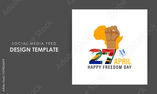 Vector illustration of Happy South Africa Freedom Day social media story feed mockup template
