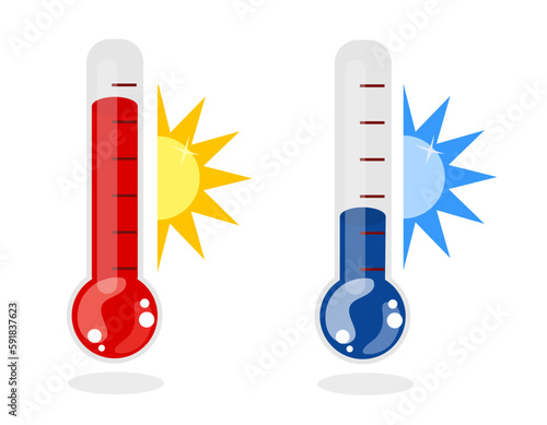 Meteorology thermometer with high hot, low cold. Weather climate control thermostat equipment