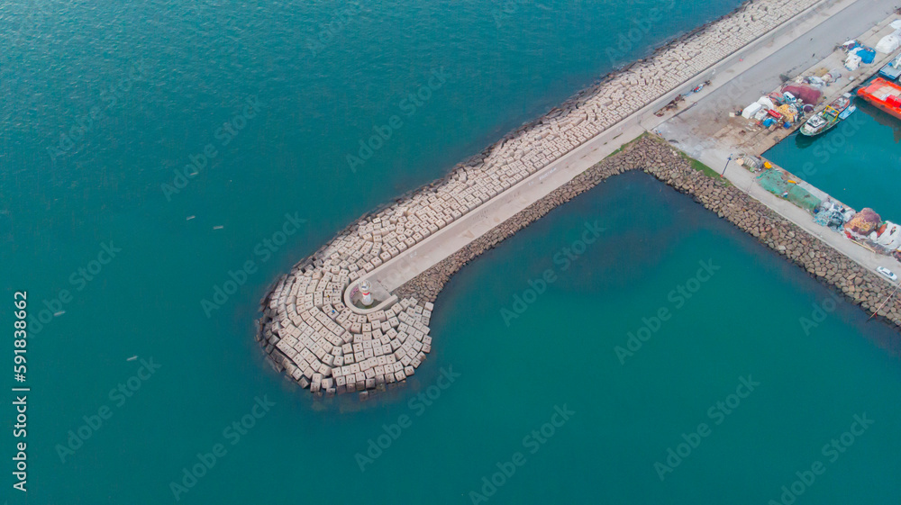 Yavuz Sultan Selim Bridge and Poyrazköy Harbor, aerial view