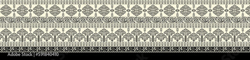 Seamless Paisley Indian black and whiteboder Abstract boder
