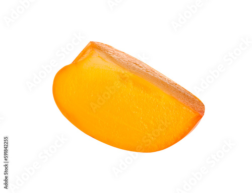 Piece of delicious ripe juicy persimmon isolated on white