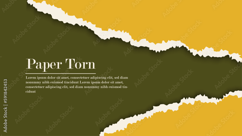 Modern Abstract Yellow Paper Ripped In Dark Background Template