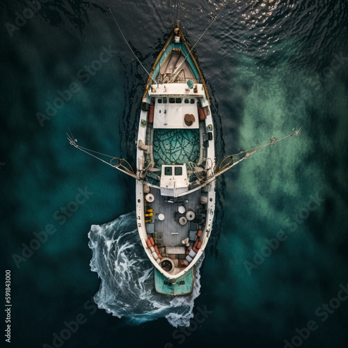 Fishing boat. Generative AI. © DALU11