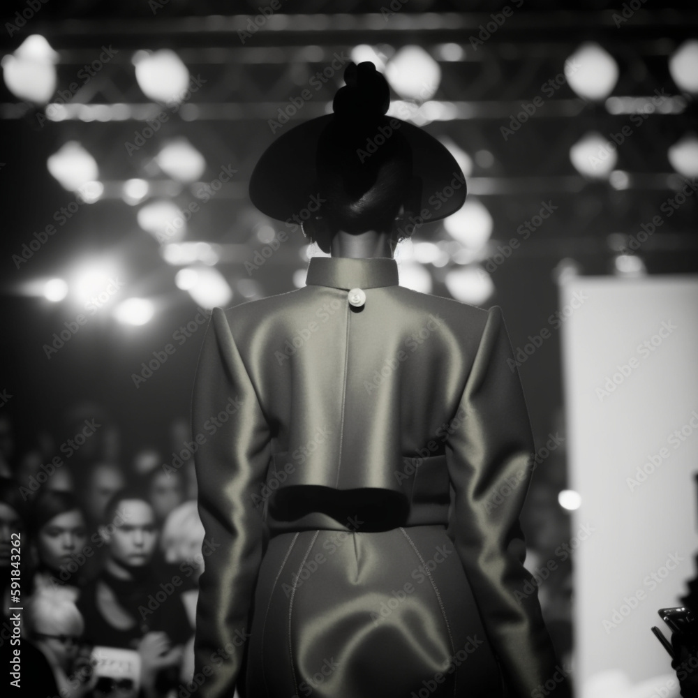 Model on a fashion catwalk. Generative AI. Model on a fashion catwalk. Generative AI.