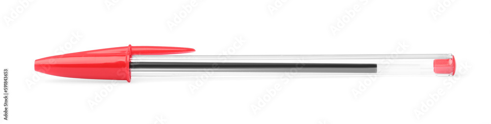 New red plastic pen isolated on white
