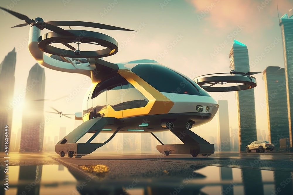 Future of urban air mobility, city air taxi, UAM urban air mobility ...